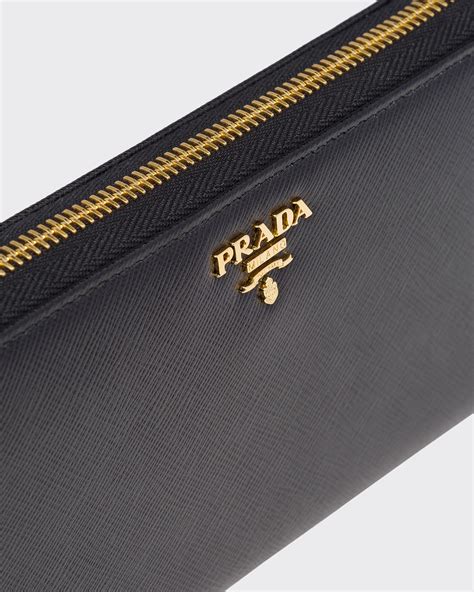 prada wallet on strap saffiano leather nero black|large saffiano and leather wallet.